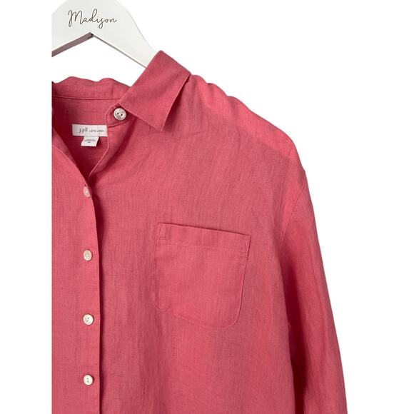 J. Jill Linen Button Up Shirt Pink Boho Lagenlook Cottagecore Womens Size XS - Picture 5 of 12